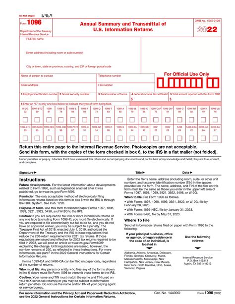 Irs Form 1096 ≡ Fill Out Printable Pdf Forms Online