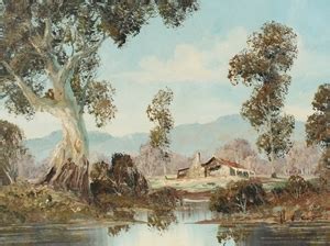 H. Burns , Original Oil Painting, Homestead by the River Auction (0039-2301216) | GraysOnline ...