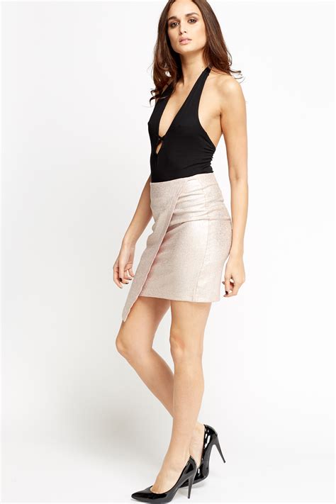 Metallic Painted Wrap Mini Skirt Just 2