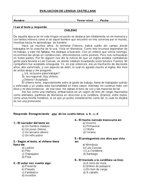 Evaluacion Oraciones Simples Y Compuestas