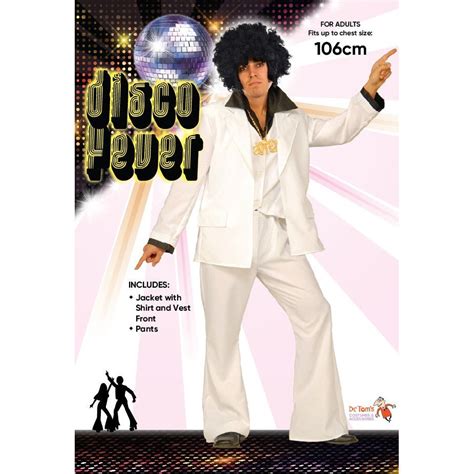 70s Disco Fever Mens White Suit Cracker Jack Costumes Brisbane