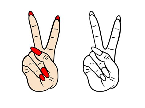 Hand Peace Sign Victory Symbol Clipart Graphic By Maker Design Studio