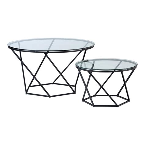 Walker Edison Furniture Company Modern Nesting Tables Set Of 2 Glass