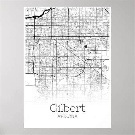 Gilbert Map Arizona City Map Poster