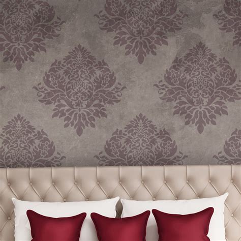 Wall Stencil Large Damask Template Rachelle For Elegant Etsy