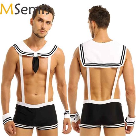 Mqupin Men Nurse Cosplay Costume Adult Clubwear Night Party Clothing
