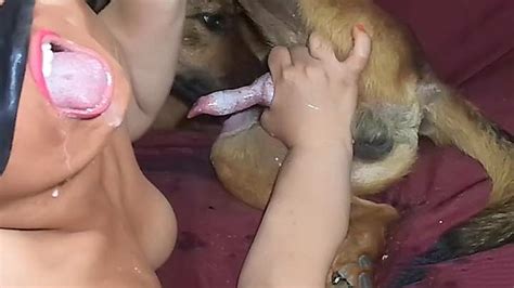 Young Cute Girl Gets A Mouthful Of Cum After Sucking Dog
