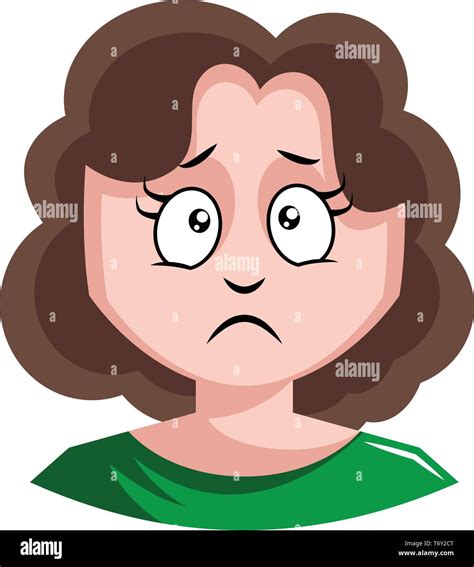 Girl With Brown Curly Hair Is About To Cry Illustration Vector On White Background Stock Vector