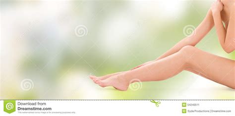 Close Up Of Naked Woman Legs Stock Image Image Of Green