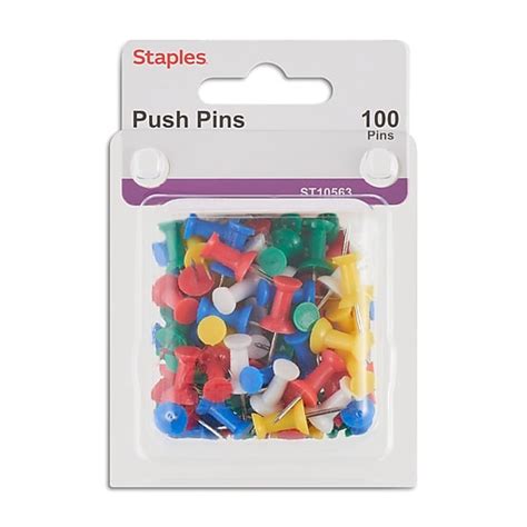 Staples Push Pins Assorted Colors 100pack 10563 Cc Staples