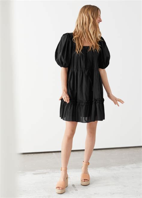 Tiered Puff Sleeve Mini Dress Mini Dress With Sleeves Mini Dress Mini Black Dress