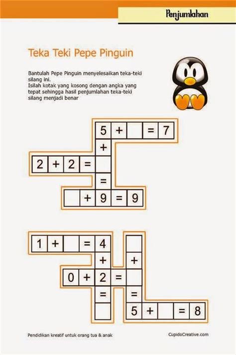 Belajar Anak - TTS Penjumlahan - Cupido Creative | Matematika dasar