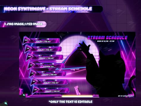 Neon Synthwave Stream Schedule Schedule Twitch Template Weekly Twitch