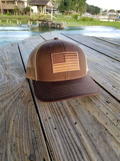 Patriotic American Flag Hat With Brownkhaki Patch Etsy American