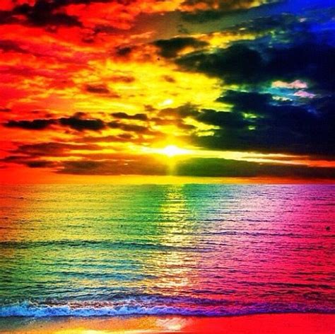 Colorful Beach Sunset With Images Rainbow Sunset