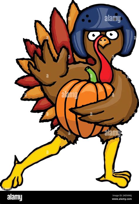 Cartoon Thanksgiving Turkey Football Player Stock Vector Image And Art