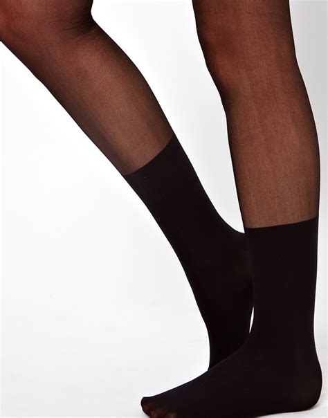 Asos Tights With Mock Ankle Socks In Black Lyst