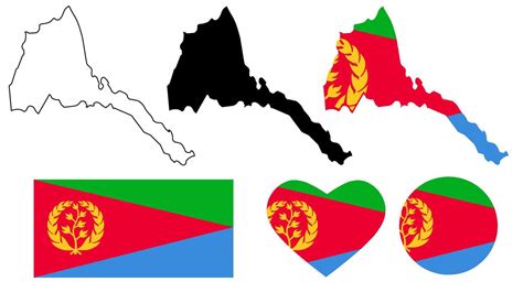 Eritrea Map Flag Icon Set Vector Art At Vecteezy