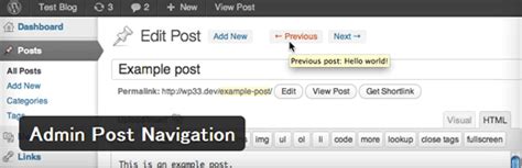 Wordpressの記事編集画面に前後の記事へのリンクを付けてくれるプラグイン Admin Post Navigation Techmemo