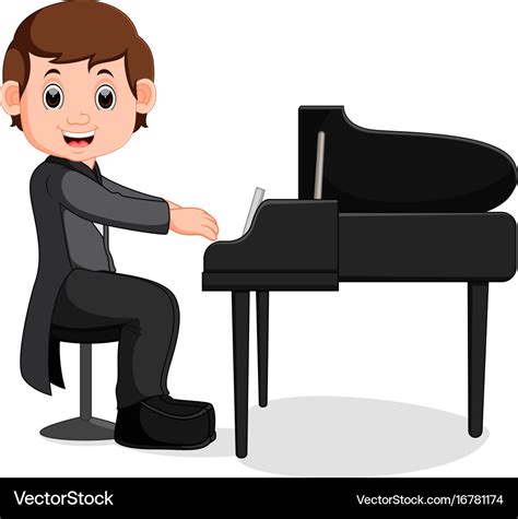 Cute Little Boy Cartoon Playing Piano Royalty Free Vector