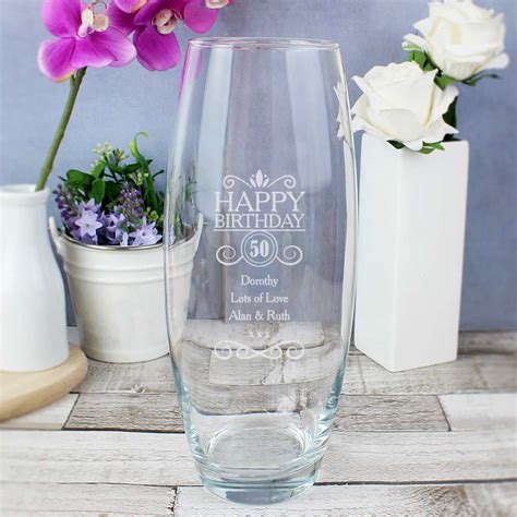 Personalised Happy Birthday Glass Vase For 30th40th50th60th