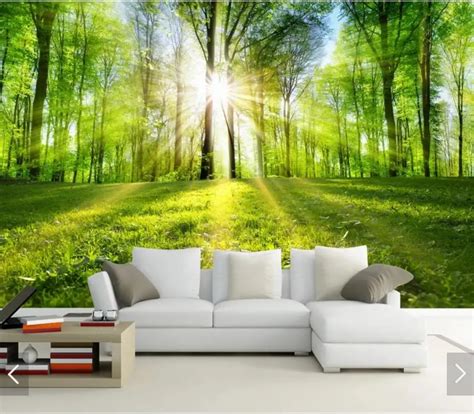 Buy 3d Sun Forest Tree Wall Murals For Living Room