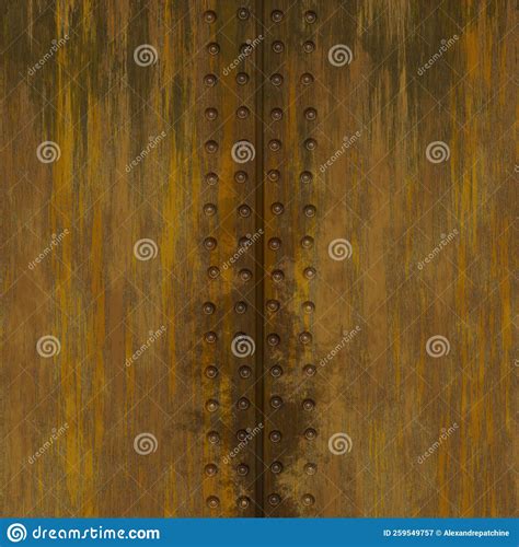 Rusty Riveted Metal Plate Wall Covering Seamless Texture Rusty Color