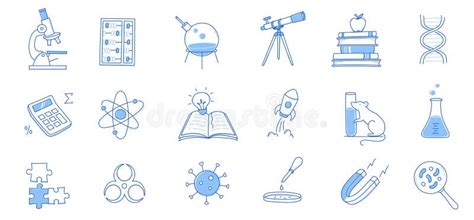 Laboratory Doodle Icon Set Hand Drawn Sketch Line Doodle Style