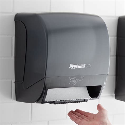 Hygenics Translucent Black Hands Free Paper Roll Towel Dispenser With