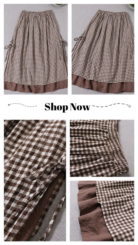 French Coffee Plaid Side Open Tie Skirt Spring Tie Skirt Skirts