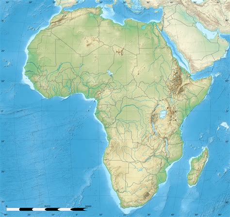 Afrique Carte Couleur Physique Vierge