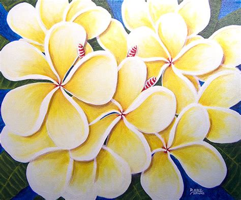 Plumeria Flowers Art Painting Hawaiian Tropical Plumeria Frangipani