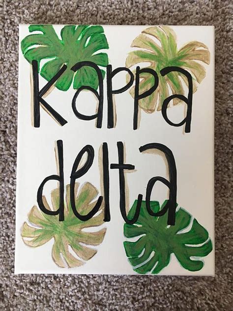 Palm Leaves Kappa Delta Sorority Canvas Customizable Etsy Kappa