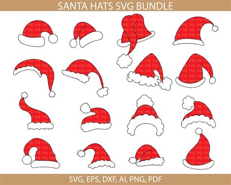 Christmas Hat Svg Bundle Santa Hat Svg Santa Hat Cut File Etsy