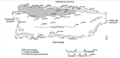Mapa De Puerto Rico Con Las Principales Divisiones Fisiográficas