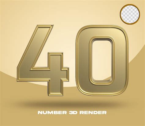 Premium Psd 3d Render Number 40 Gold