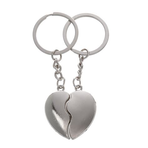 2 Pcs Split Heart Pendant Lovers Alloy Key Ring Chain In Key Chains From Jewelry And Accessories