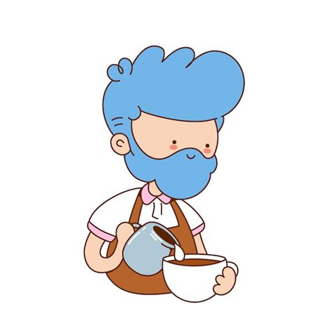 Premium Vector Cute Funny Young Barista Make Coffee Cartoon