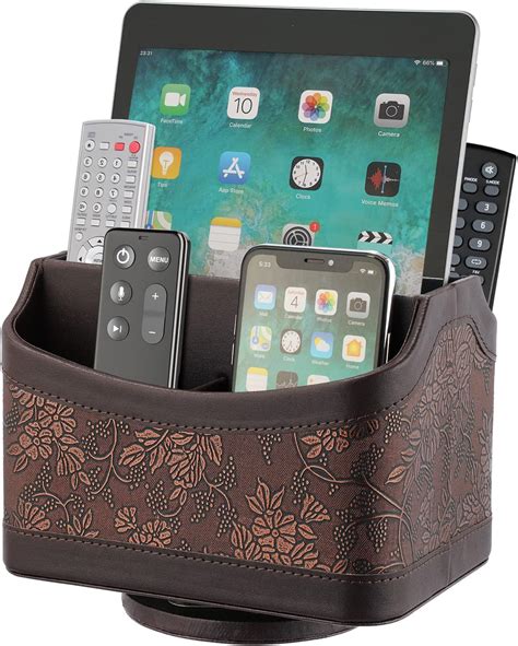 Rustic 3 Slot Wooden Remote Control Holder Caddy Holder For