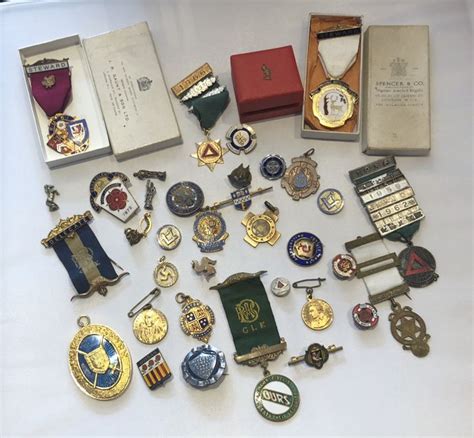 Large Collection Of Vintage Masonic Medals Pins Badges Catawiki