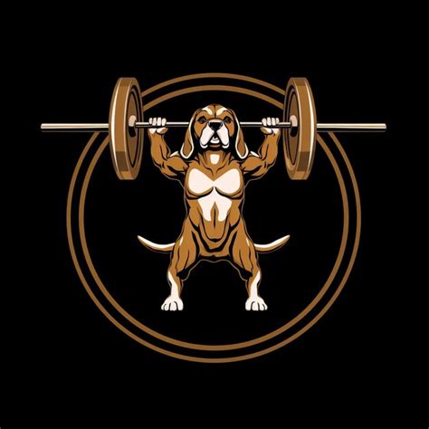 Premium Ai Image Muscular Beagle An Aweinspiring Golden Line Art Logo