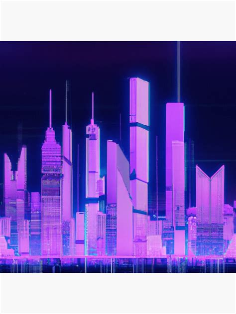 New York City Skyline Synthwave At Night Sticker For Sale By Frsquare