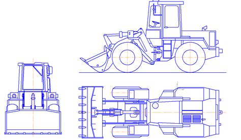 Front Loader 3 Types Download Drawings Blueprints Autocad Blocks