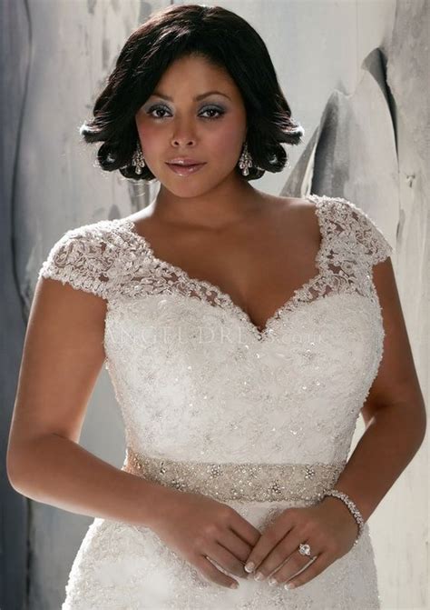 Plus Size Wedding Dresses For Older Brides Column With Lace Tulle