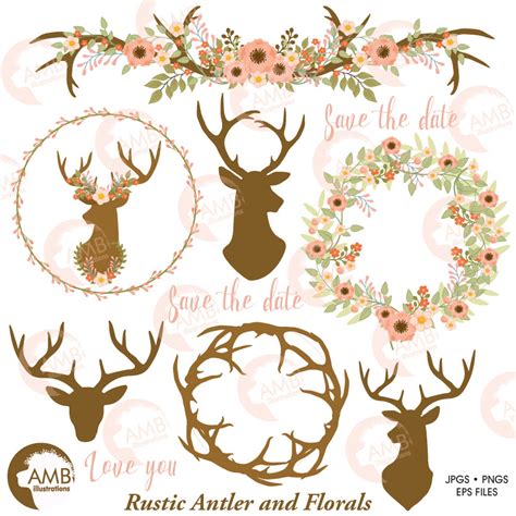 Rustic Florals Antlers Florals Wedding Wreath