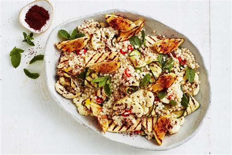How To Make Chargrilled Vegetable And Haloumi Pearl Couscous Salad Recipe