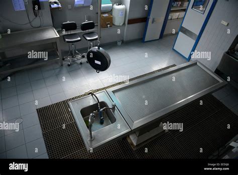 Autopsy Table At The Morgue Stock Photo Alamy