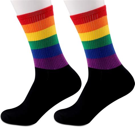 Pyoul Pairs Gay Pride Rainbow Socks Lgbtq Pride Flag Striped Rainbow Tube Socks Rainbow Socks 2