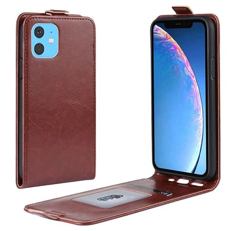 Iphone 11 Vertical Flip Case With Card Slot Brown