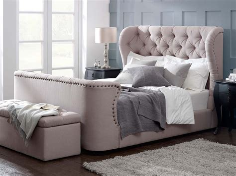 This bed can also be ordered with a low footboard if preferred. Cadence High Footboard Upholstered Bed | Living It Up
